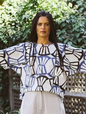 NWT Seek Collective Jynne Organic Cotton Oversized Shirt Bialetti Print Sz 2XL